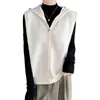 Colete Cardigan de Tricô com Capuz 100% Lã Novo Outono/Inverno 2026 para Mulheres, Colete Camada Liso sem Mangas