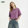240g Algodão Puro Estilo Europeu e Americano Retrô Tendência Marca Transfronteiriça Desgastada T-shirt Hot Girl Manga Curta Lavada Cropped Feminina