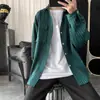 Camisa Listrada para Homens, Camisa Casual Tendência de Manga Longa, Estilo Coreano, Caimento Solto, Tendência, Versátil, Jaqueta Camisa Sem Ferro