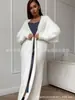 Suéter cárdigan abrigo abrigo de terciopelo de visón de imitación transfronterizo blanco para mujer otoño e invierno holgado felpa esponjoso cárdigan largo
