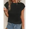 Nova Camiseta Texturizada de Manga Curta com Gola Redonda Estilo Europeu e Americano para Mulheres 2025, Vestuário Feminino de Comércio Exterior Transfronteiriço