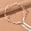 Acessórios de Cabelo para Noiva Casamento Estilo Coreano, Cruzamento de Fronteiras Fio de Cobre Preserva Cor Pérola de Alto Brilho Corrente de Cabelo de Contas Torcidas Faixa de Cabeça Adorno de Cabeça
