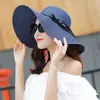Sombreros de Vacaciones de Moda al por Mayor Sombrero de Paja Luffy de Ala Ancha para la Costa Sombrero de Sol Plegable Versátil para Playa de Verano para Mujer