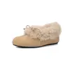 Sapatos de Pelo Quentes e Espessos 2025 Inverno Salto Baixo Bico Redondo Camurça de Vaca Laço Forrado com Lã Sapatos de Algodão para Mulheres