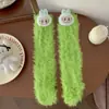 Meias de Inverno Femininas em Fleece Coral, Modernas e Divertidas, Espessadas para Aquecimento, Adequadas para Dormir em Casa, Meias de Chão de Pelúcia