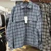 Camisa de Franela a Cuadros con Doble Bolsillo Manga Larga para Hombre Mujer Camisa de Aire Acondicionado 488795/486615/488794