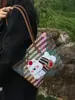 Bolso de Mano Retro Tejido a Rayas de Dachshund para Mujer, Estilo Nuevo de Verano, Bolso Tote de Ratán tipo Cesta de Frutas para el Viaje Diario