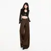 26 Jeans Nuevos de Moda para Mujer Sueltos Adelgazantes Pierna Ancha Retro Americano Puños de Doble Capa Buena Caída Admite Dropshipping