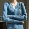 Cárdigan de punto retro coreano suave de manga larga para mujer, suéter exterior abrigador de punto liso acanalado ajustado para otoño e invierno