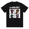 T-shirt Europeia Transfronteiriça Estampada Gorillazs Punk Rock Moda Casual Anos 90 Manga Curta Plus