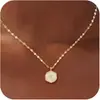 Collar Colgante Redondo Cruzado de Oro Laminado de 14K Más Vendido Transfronterizo, Cadena Sencilla y Versátil para la Clavícula, Joyería para el Trabajo al por Mayor