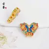Mariposa Esmaltada Cloisonné con Patrón de Nube, Colgante de Goteo de Aceite, Accesorios para Joyería DIY Chapados en Oro, Accesorios para Collares Hanfu