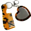 Peine espejo en forma de corazón, colgante de peine de acetato, accesorio de bolso simple y versátil, peine portátil con mango, llavero