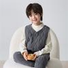 Ropa Infantil Haima Colección de Invierno 2025 Nuevo Conjunto Grueso de Pijama para Casa Niños y Niñas Chaqueta y Pantalones de Algodón
