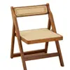 Silla pequeña, silla plegable, silla de ratán, silla plegable para el hogar, taburete de madera maciza de bambú, silla de ocio con respaldo, fábrica de sillas de comedor