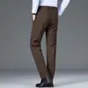 Pantalones casuales de invierno de alta gama para hombre, 2026, corte recto holgado, pantalones de vestir, resistentes a las arrugas, pantalones largos