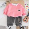 Traje de ocio de primavera y otoño para niños, nuevo estilo 2024, conjunto de dos piezas de sudadera de manga larga para bebés, moda de primavera y otoño