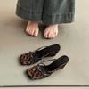 Sandalias Elegantes de Tacón Alto con Punta Cuadrada y Estampado de Leopardo para Mujer Verano 2025 Nuevas Zapatillas de Noche de Estilo Francés para Faldas