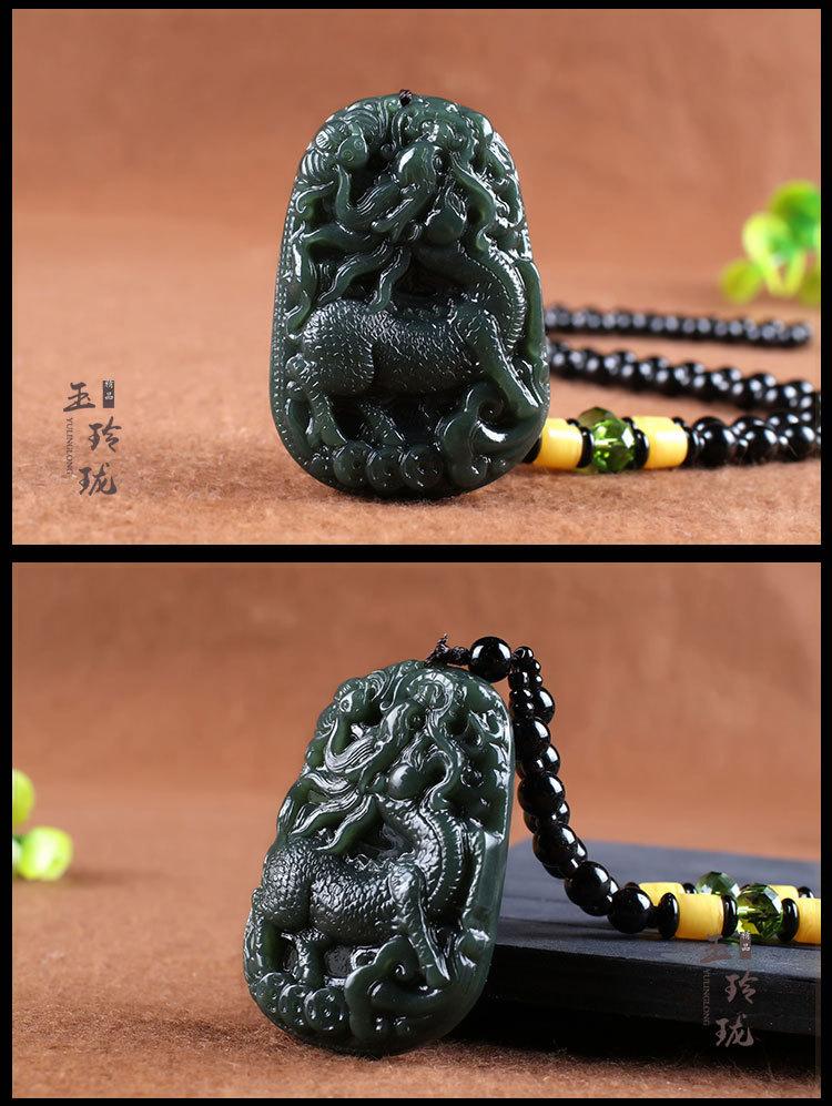 智贝详情图_5玉麒麟吊坠男女士款大号麒麟玉佩玉石项链挂件玉坠