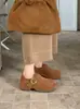 Zapatos Birkenstock originales de piel auténtica para mujer que aumentan la altura 4.5 cm, dos versiones: mules de ante con punta redonda, tira de hebilla y suela gruesa