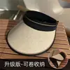 Sombrero de ala ancha con protección solar tipo chal para mujer, protección de verano, sombrero de sol de paja tejido con parte superior vacía, plegable