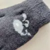 Luvas de Meio Dedo Quentes e Grossas de Inverno Padrão de Baleia Fofo de Desenho Animado Japonês Luvas de Lã Tricotadas com Forro de Fleece para Tela de Toque