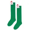 Meias de Natal Transfronteiriças, Meias Longas com Boneco do Papai Noel, Meias Acima do Joelho, Meias Listradas, Acessórios Fofos, Meias de Natal Infantis