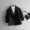 Otoño/Invierno 2025 Nuevo Estilo Coreano Preppy Petite Abrigo Corto de Lana Temperamento Top Abrigo de Lana Mujer