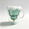 Taza de Navidad creativa de doble capa resistente a altas temperaturas, taza de leche hecha de vidrio de borosilicato alto con asa, taza de deseo estrella de Navidad para regalo de vacaciones