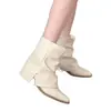 Botas de mujer estilo británico con textura de piel de oveja, punta fina y tacón grueso, nuevas botas de verano vintage ajustadas a media pantorrilla, botas de tacón apilado
