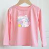 Camiseta de Manga Longa para Meninas Primavera e Outono Algodão Fino 2024 Nova Roupa de Outono Infantil Estilo Ocidental Camiseta Básica de Outono para Bebês