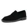 Aliexpress Mais Vendido Sapatos Masculinos de Couro Genuíno Camurça Estilo Britânico Bico Redondo Slip-On Mocassins Sapatos de Couro para Negócios