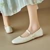Colgante de Perla Inteligente Estilo Princesa Zapatos Mary Jane Blancos para Mujer Nuevos de Punta Cuadrada Ante Suave Piel de Oveja Boca Baja Zapatos Planos