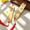 Bambú Madera Cuerda Roja Borla Etiqueta Colgante Árbol Adornos Colgantes Templo Zona Escénica Logo de Deseo Escrito a Mano Tallado