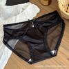 Venta Directa de Fábrica Ropa Interior Sexy de Encaje para Mujer Satín de Gama Alta Cintura Baja Tirantes Finos Malla Calada Tentación Bragas que Cubren la Cadera