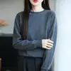 Top de punto con base de pedrería resistente estilo francés para mujer 2026 Otoño Invierno Nuevo Suéter de capa interior holgada de manga larga Ropa para mujer Top