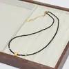 Cadena de Conjunto de Perlas de Agua Dulce de Espinela Negra Ultra Fina para Mujer 2025 Nuevo Collar de Cadena para Clavícula de Piedra Natural Lujo Accesible Estilo Nacional de Gama Alta