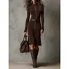 2025 Amazon Europeo y Americano Transfronterizo Otoño Moda Transfronteriza Europea y Americana Nuevo Elegante Elegante Vestido con Cremallera y Solapa