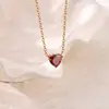 Colar de Zircônia em Forma de Coração Cruzada Amor Dezembro Pedra de Nascimento Corrente Clavícula Galvanoplastia de Forno Banhado a Ouro 18k Feminino