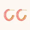 Moda Europea y Americana Nicho Elegantes Pendientes de Gota de Aceite Acero Inoxidable Chapado en Oro de 18K Color Caramelo Rueda Forma de C Pendientes de Malla para Mujeres