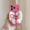 Case de Celular Pelúcia de Menina Laço Adequado para iPhone 16 Pro Max Apple 17 Case Onda 14/15