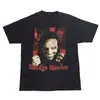 Marilyn Manson Abstrato Americano Retrô Oversized High Street Verão Manga Curta Camiseta