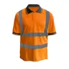 Camisa polo reflectante transfronteriza para mantenimiento de carreteras y obras, con bandas reflectantes de seguridad, ropa de trabajo de manga corta, estampado por transferencia de calor, camiseta de secado rápido