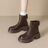 Botines gruesos para mujer 2026 nuevo estilo otoño e invierno, botines delgados estilo británico de suela blanda, botines sencillos forrados de felpa, botines estilo Martin para mujeres petite