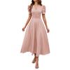 Vestido Corto de Manga Corta de Color Sólido de Cintura Ajustada, Elegante y de Moda para Mujer, Primavera/Verano 2026, Transfronterizo de Amazon