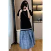 Vestido de Retazos para Mujer de Comercio Exterior Tk Transfronterizo, Estilo Francés de Verano Talla Grande, Vestido de Línea A Adelgazante Exquisito de Gama Alta