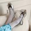 Zapatos Mary Jane de piel de oveja suave y encerada con lazo dulce, de primavera 2025, con tacón medio y punta redonda, de una sola capa, para mujer.