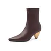 Botines elásticos súper ajustados para mujer, nuevos de otoño e invierno, punta fina, cierre lateral, tacón alto único, botines cortos elásticos, talla 40