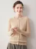 Cardigã de malha de cashmere com gola redonda para outono e inverno, top curto casual retrô de tricô trançado feminino, suéter, novo estilo