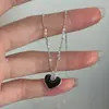 Plata de Ley S925 Estilo Coreano Diseño de Nicho Sentido del Diseño Retro Corazón Esmalte de Goteo Collar Estilo Coreano de Moda Simple Cadena para la Clavícula